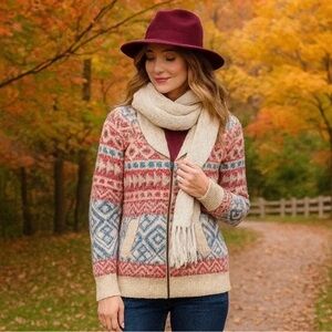 CAbi Highlands Fair Isles Zip-up Sweater (XL)